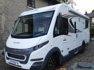 Roller Team Pegaso 740, 4 berth, rear island bed rear garage  A class motorhome 